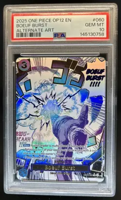 2025 One Piece Legacy of the Master Boeuf Burst Alternate Art #OP12-060 PSA 10 - Image 1