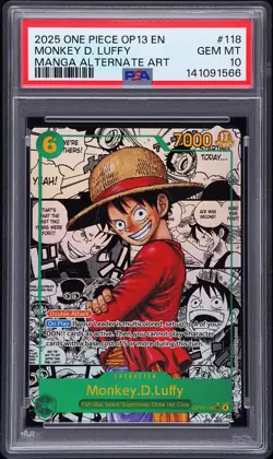 2025 ONE PIECE MANGA ALTERNATE ART OP13-118 MONKEY D. LUFFY PSA 10 - Image 1