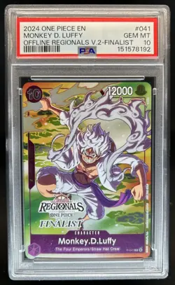 2024 One Piece Offline Regionals V2 Finalist Monkey D Luffy #P-041 PSA 10 - Image 1
