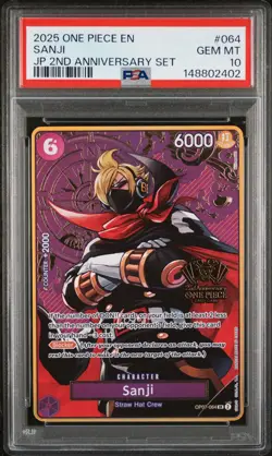 2025 ONE PIECE JPN 2ND ANV SET #064 SANJI PSA 10 - Image 1