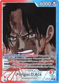 One Piece Portgas D. Ace Alt Art Leader OP13-002 L (OP-13 English) - Image 1