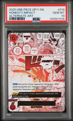 2025 ONE PIECE OP11-A FIST OF DIVINE SPEED ALTERNATE ART HONESTY IMPACT PSA 10 - Image 1