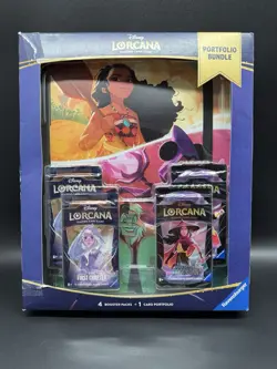 TCG Disney Lorcana Portfolio Bundle 4 Booster Packs & Portfolio First Chapter - Image 1