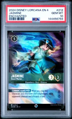 2024 DISNEY LORCANA EN 4-URSULA'S RETURN ENCHANTED #212 JASMINE PSA 10 - Image 1