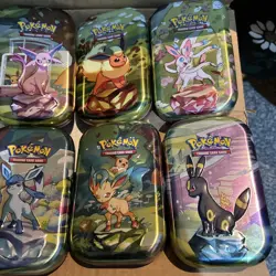 Pokemon TCG Set of 8 Empty Mini Tins Prismatic Evolutions (Tin, Coin, Art Card) - Image 3
