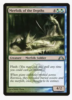 Merfolk of the Depths #221 Gatecrash Magic Card With Protective Sleeve - Image 1