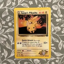 Lt. Surge’s Pikachu 84/132 Pokemon Card TCG Gym Challenge Excellent Condition - Image 1