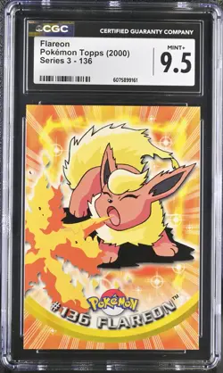 CGC 9.5 MINT+ Flareon 2000 Series 3 Topps 136 Pokemon Card - Image 1