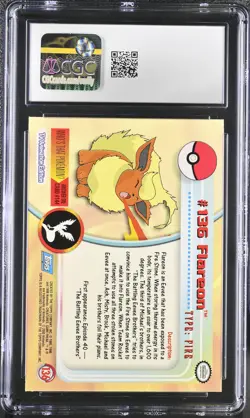 CGC 9.5 MINT+ Flareon 2000 Series 3 Topps 136 Pokemon Card - Image 2