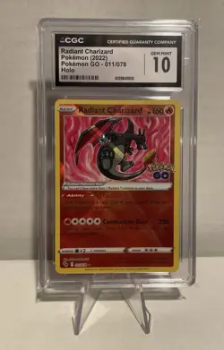 Radiant Charizard Pokemon GO CGC 10 011/078 Holo Radiant Rare English Card - Image 1
