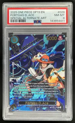 2025 One Piece Portgas D. Ace Special Card Alt Art #EB02-028 PSA 8 - Image 1