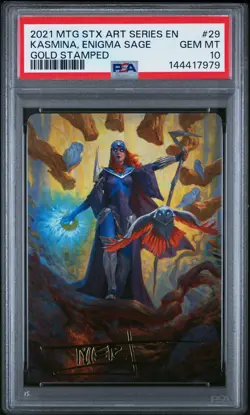 2021 MTG STRIXHAVEN ART SERIES GOLD STAMPED #29 KASMINA ENIGMA SAGE PSA 10 - Image 1