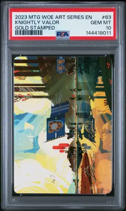 2023 MTG WILDS OF ELDRAINE ART SER GOLD STAMPED #63 KNIGHTLY VALOR PSA 10 - Image 1