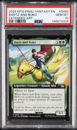 2025 MTG FINAL FANTASY EXTENDED ART #0469 BARTZ AND BOKO PSA 10 - Image 1