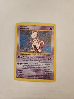 Pokemon Mewtwo TCG Base Set Shadowless Holo Card 010/102 - Image 1