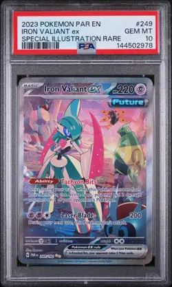 2023 Pokemon Paradox Rift Iron Valiant #249 Special Illustration Rare PSA 10 Gem - Image 1