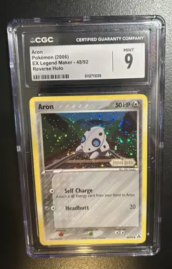 CGC 9 Aron Reverse Holo 48/92 EX Legend Maker 2006 Pokemon Card - Image 1