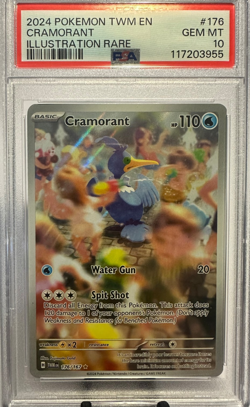 2024 POKEMON TWM EN-TWILIGHT MASQUERADE ILLUSTRATION RARE #176 CRAMORANT PSA 10 - Image 1