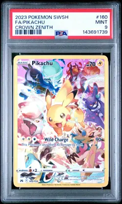 2023 POKEMON SWORD & SHIELD CROWN ZENITH #160 FULL ART/PIKACHU PSA 9 - Image 1