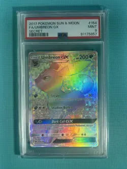 2017 POKEMON SUN & MOON FA/UMBREON GX SECRET #154 PSA 9 - Image 1