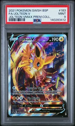 2021 POKEMON SWSH VMAX PREMIUM COLLECTION #183 FULL ART/JOLTEON V PSA 9 - Image 1