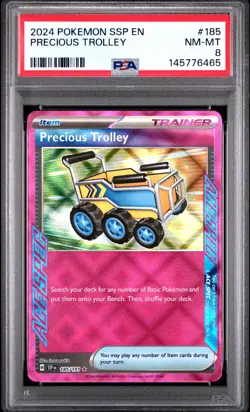 2024 POKEMON SSP EN-SURGING SPARKS #185 PRECIOUS TROLLEY PSA 8 - Image 1
