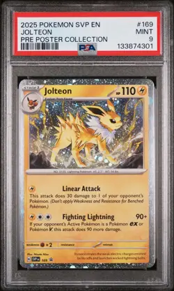 2025 POKEMON PRISMATIC EVOLUTIONS POSTER COLLECTION JOLTEON PSA 9 - Image 1