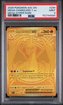 2026 POKEMON ASC EN-ASCENDED HEROES MEGA HYPER RARE MEGA CHARIZARD Y EX PSA 9 - Image 1