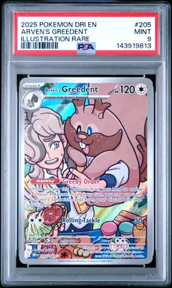 2025 POKEMON DRI EN-DESTINED RIVALS ILLUSTRATION RARE ARVEN'S GREEDENT PSA 9 - Image 1