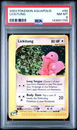 2003 POKEMON AQUAPOLIS #90 LICKITUNG PSA 8 - Image 1
