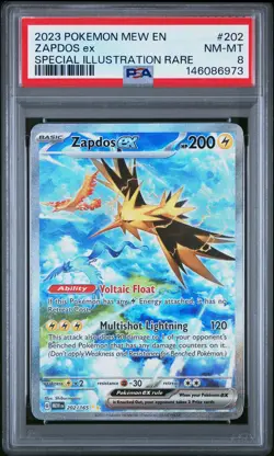 2023 POKEMON MEW EN-151 SPECIAL ILLUSTRATION RARE #202 ZAPDOS EX PSA 8 - Image 1