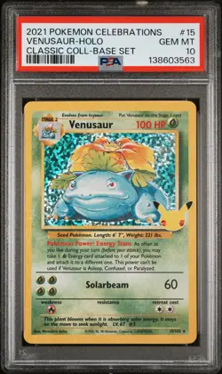 2021 POKEMON CELEBRATIONS CLASSIC COLL #15 VENUSAUR-HOLO PSA 10 - Image 1