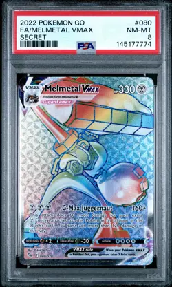 2022 POKEMON GO SECRET #080 FULL ART/MELMETAL VMAX PSA 8 - Image 1