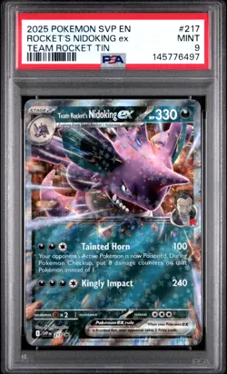 2025 POKEMON SVP TEAM ROCKET TIN #217 TEAM ROCKET'S NIDOKING EX PSA 9 - Image 1