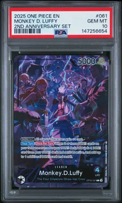 2025 ONE PIECE ENGLISH VERSION 2ND ANV SET #061 MONKEY D. LUFFY PSA 10 - Image 1
