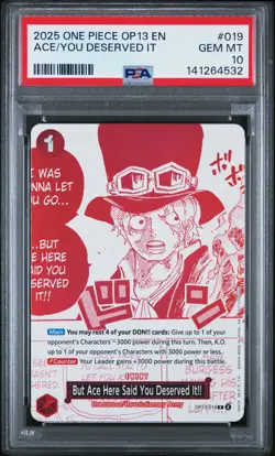 2025 ONE PIECE OP13-CARRYING HIS WILL BUT ACE HERE SAID YOU DESERVED IT PSA 10 - Image 1