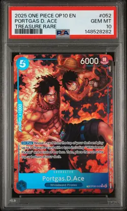2025 ONE PIECE OP10-ROYAL BLOOD TREASURE RARE #052 PORTGAS D. ACE PSA 10 - Image 1