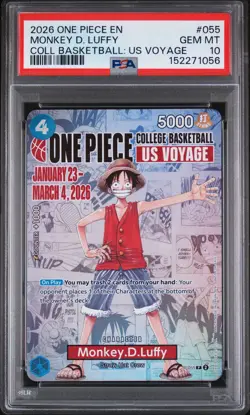 2026 ONE PIECE PROMOS ONE PIECE COLLEGE BK: US VOYAGE MONKEY D. LUFFY PSA 10 - Image 1