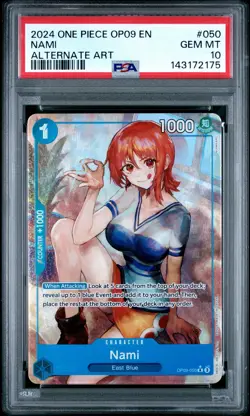 2024 ONE PIECE OP09-EMPERORS IN THE NEW WORLD ALTERNATE ART #050 NAMI PSA 10 - Image 1