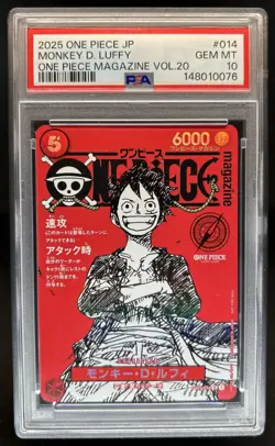 2025 One Piece Japanese Magazine Vol 20 Monkey D Luffy #ST21-014 PSA 10 GEM MINT - Image 1