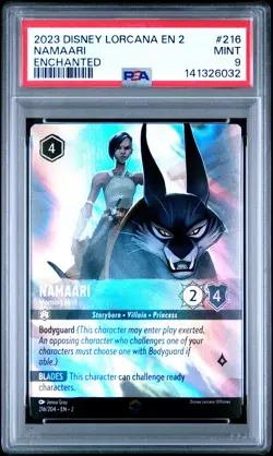 2023 DISNEY LORCANA EN 2-RISE OF THE FLOODBORN ENCHANTED #216 NAMAARI PSA 9 - Image 1