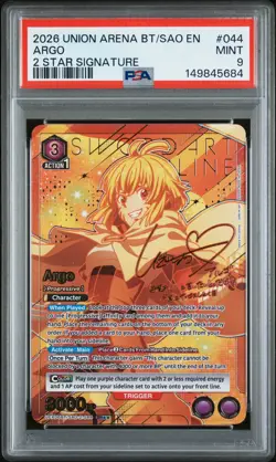 2026 UNION ARENA UEX06BT/SAO SWORD ART ONLINE VOL.2 2 STAR SIG #044 ARGO PSA 9 - Image 1