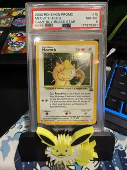 2000 POKEMON PROMO BLACK STAR GAME BOY #10 MEOWTH-HOLO PSA 8 - Image 1