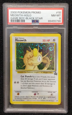 2000 Pokemon Promo Meowth Holo Game Boy Black Star #10 WOTC _ PSA 8 - Image 1