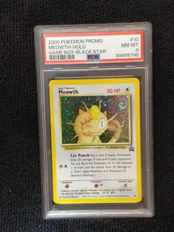 2000 Pokemon Promo Meowth Holo Game Boy Black Star #10 WOTC _ PSA 8 - Image 2