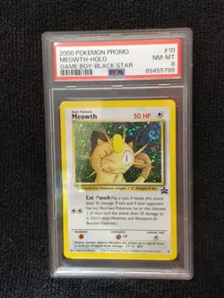 2000 Pokemon Promo Meowth Holo Game Boy Black Star #10 WOTC _ PSA 8 - Image 3