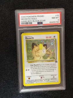 2000 Pokemon Promo Meowth Holo Game Boy Black Star #10 WOTC _ PSA 8 - Image 5