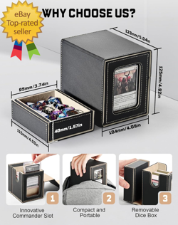MTG Commander Deck Box with Display Window Deck Box Holds 100 Sleeved - Image 2