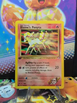 Pokemon TCG Gym Heroes 1st Edition Blaine's Ponyta Common 063/132 NM - Image 1