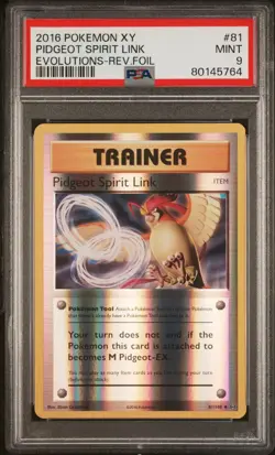 2016 POKEMON XY EVOLUTIONS #81 PIDGEOT SPIRIT LINK-REVERSE FOIL PSA 9 - Image 1